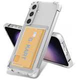 Galaxy S24 Kılıf Airbag Tasarımlı Şeffaf Kartlıklı Zore G-Kart Kapak Renksiz