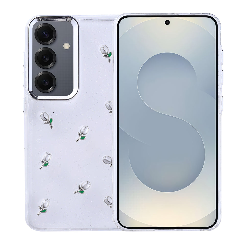 Galaxy S24 Kılıf Airbag Tasarımlı Simli Şeffaf Zore Kutup Kapak Lale