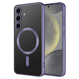 Galaxy S24 Kılıf Kamera Korumalı M-safe Wireless Şarj Özellikli Zore Demre Kapak Gümüş