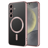 Galaxy S24 Kılıf Kamera Korumalı M-safe Wireless Şarj Özellikli Zore Demre Kapak Rose Gold