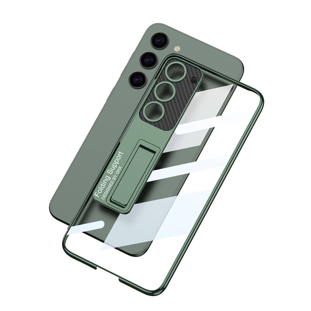 Galaxy S24 Kılıf Kamera Korumalı Şeffaf Tasarımlı Zore Lego Standlı Kapak Yeşil