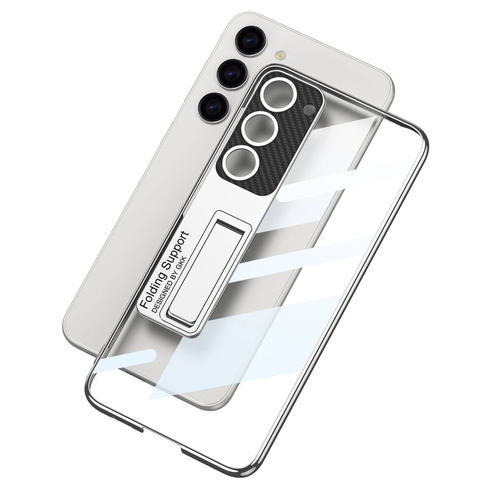 Galaxy S24 Kılıf Kamera Korumalı Şeffaf Tasarımlı Zore Lego Standlı Kapak Siyah