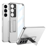 Galaxy S24 Kılıf Kamera Korumalı Şeffaf Tasarımlı Zore Lego Standlı Kapak Gümüş