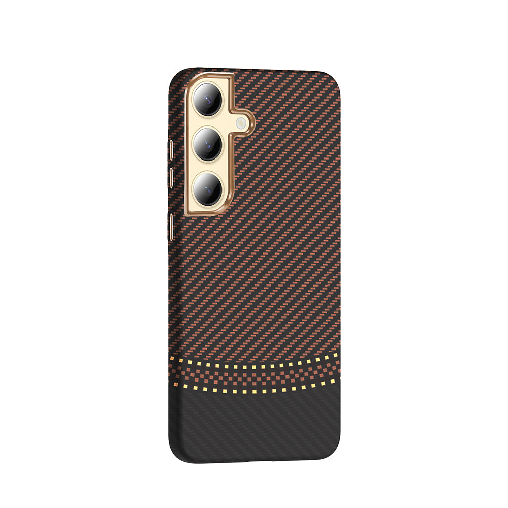 Galaxy S24 Kılıf M-safe Şarj Özellikli Karbon Fiber Görünümlü Zore Gros Kapak Siyah-Lacivert