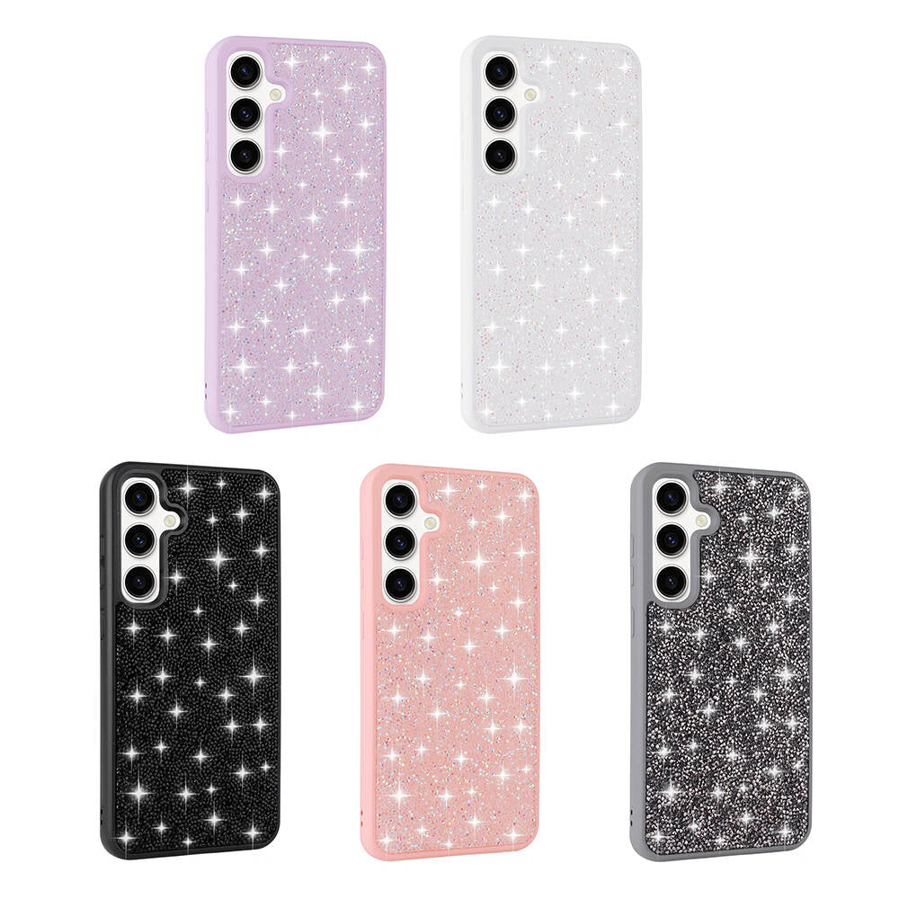 Galaxy S24 Kılıf Parlak Taşlı Tasarım Zore Pırlanta Kapak Gri