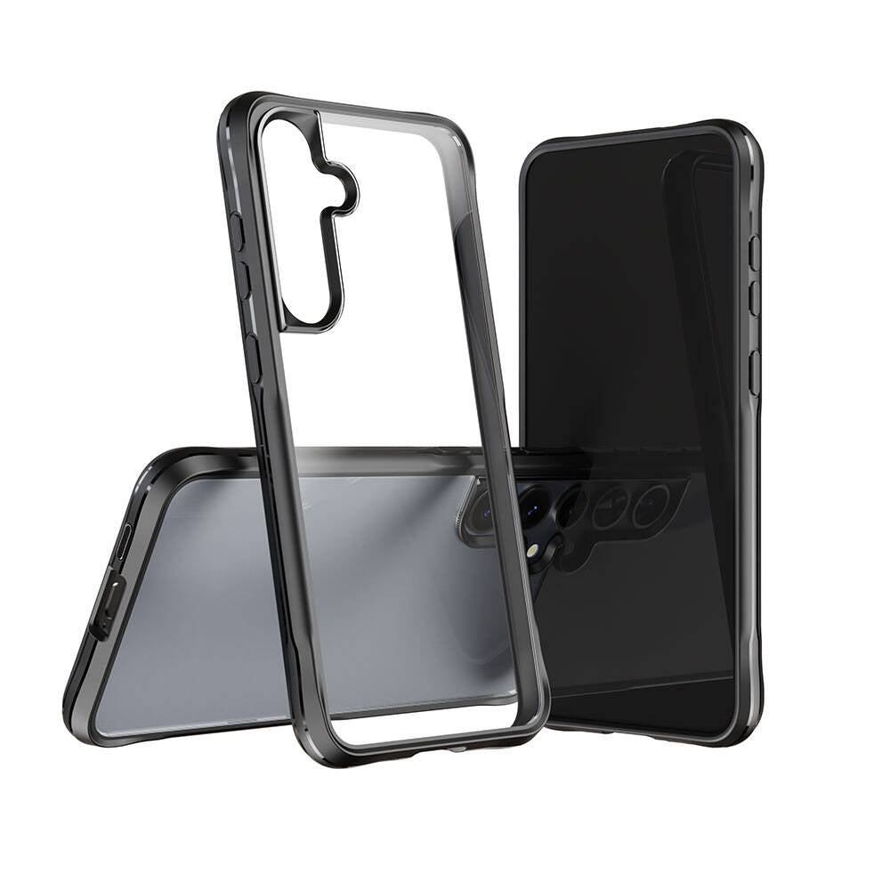 Galaxy S24 Kılıf Şeffaf Sert PC Arka Yüzey Tasarımlı Zore Edo Kapak Siyah