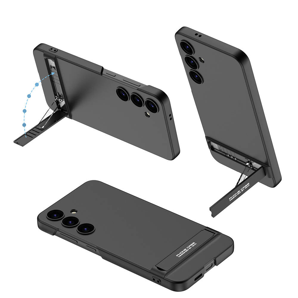 Galaxy S24 Kılıf Zore Kamera Korumalı Dikey Standlı Ays Kapak Siyah