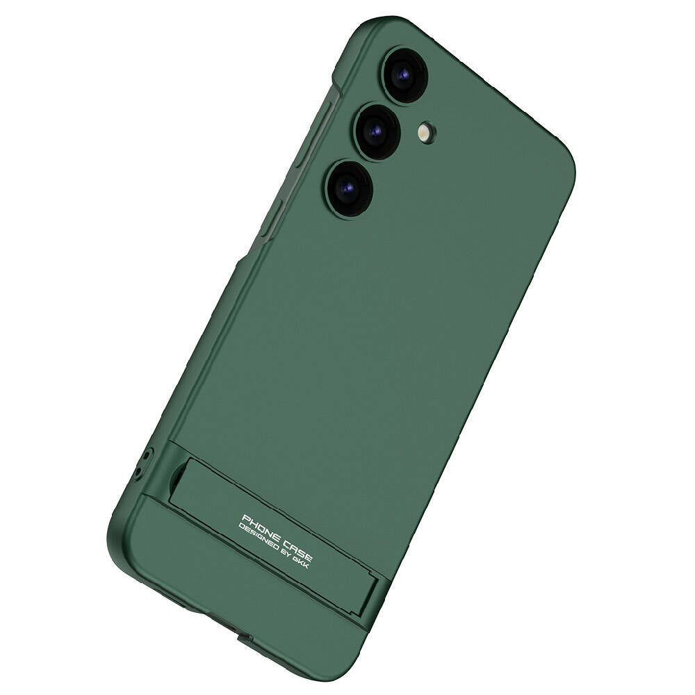 Galaxy S24 Kılıf Zore Kamera Korumalı Dikey Standlı Ays Kapak Koyu Yeşil