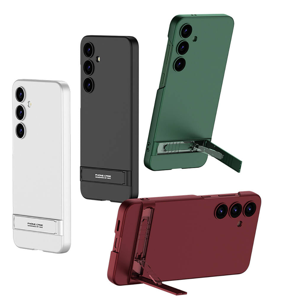 Galaxy S24 Kılıf Zore Kamera Korumalı Dikey Standlı Ays Kapak Mürdüm