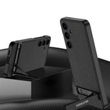 Galaxy S24 Kılıf Zore Kamera Korumalı Leather Dikey Standlı Ays Kapak Siyah