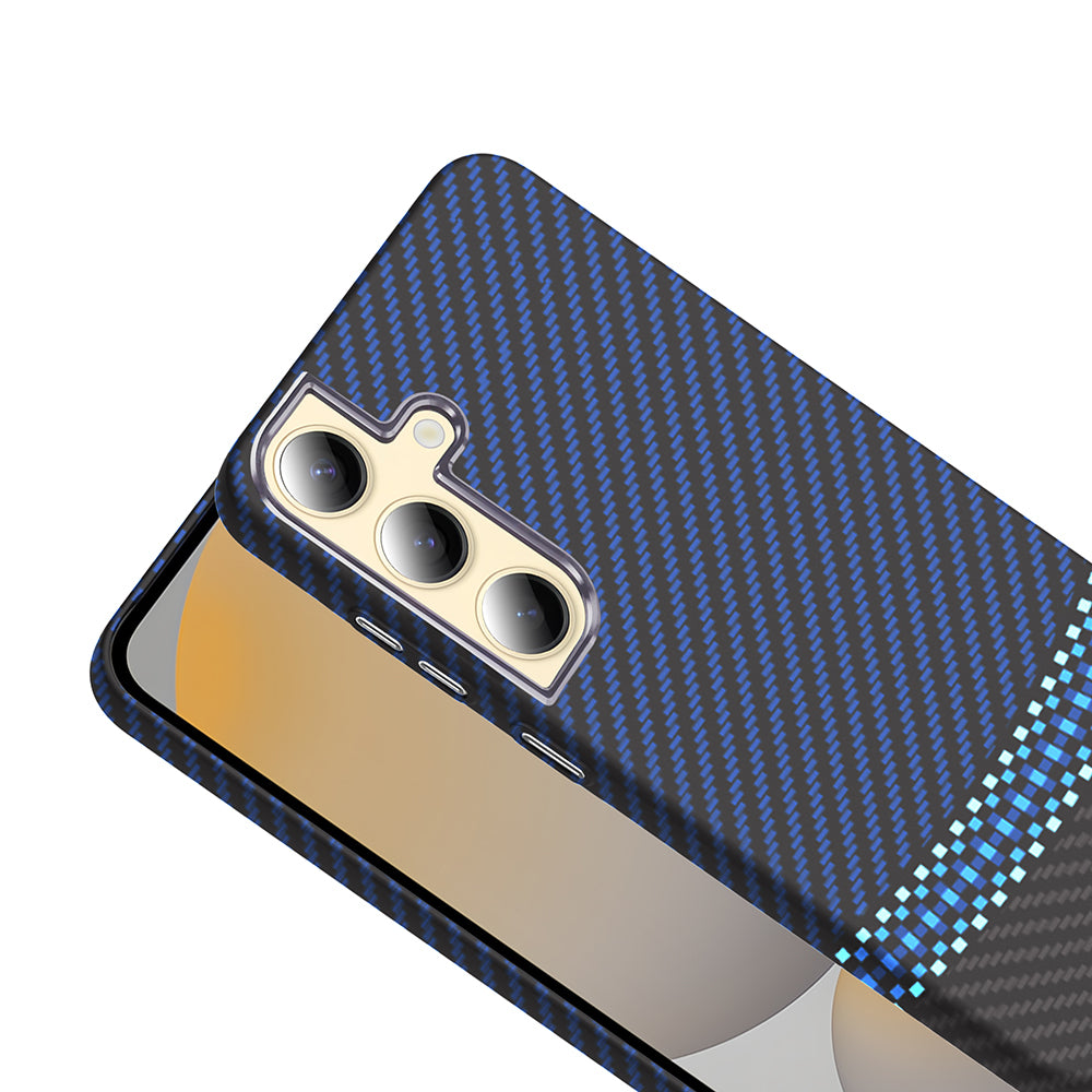 Galaxy S24 Plus Kılıf M-safe Şarj Özellikli Karbon Fiber Görünümlü Zore Gros Kapak Desert Titanyum