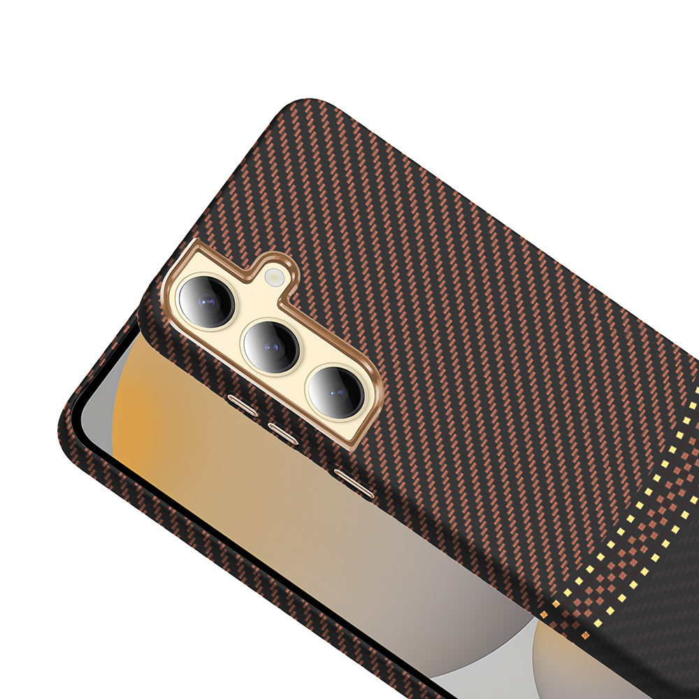 Galaxy S24 Plus Kılıf M-safe Şarj Özellikli Karbon Fiber Görünümlü Zore Gros Kapak Gri-Siyah