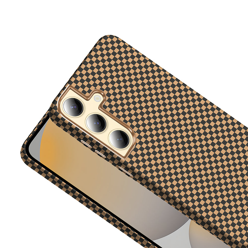 Galaxy S24 Plus Kılıf M-safe Şarj Özellikli Karbon Fiber Görünümlü Zore Gros Kapak Desert Titanyum