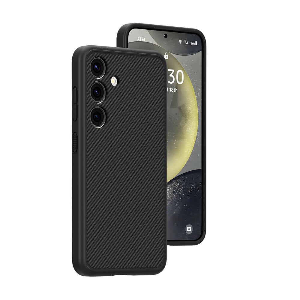 Galaxy S24 Plus Kılıf M-safe Şarj Özellikli Karbon Fiber Görünümlü Zore T-Karbon Kapak Titanyum-Gri