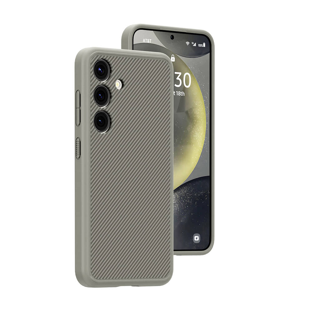 Galaxy S24 Plus Kılıf M-safe Şarj Özellikli Karbon Fiber Görünümlü Zore T-Karbon Kapak Titanyum-Gri