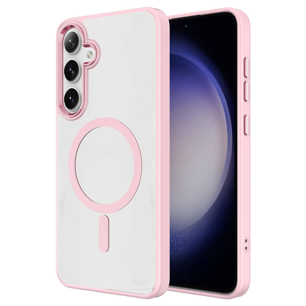 Galaxy S24 Plus Kılıf M-safe Şarj Özellikli Zore Krom M-safe Silikon Kapak Lacivert
