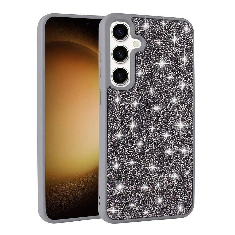 Galaxy S24 Plus Kılıf Parlak Taşlı Tasarım Zore Pırlanta Kapak Siyah