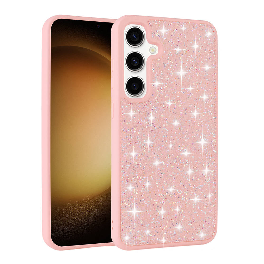 Galaxy S24 Plus Kılıf Parlak Taşlı Tasarım Zore Pırlanta Kapak Pembe