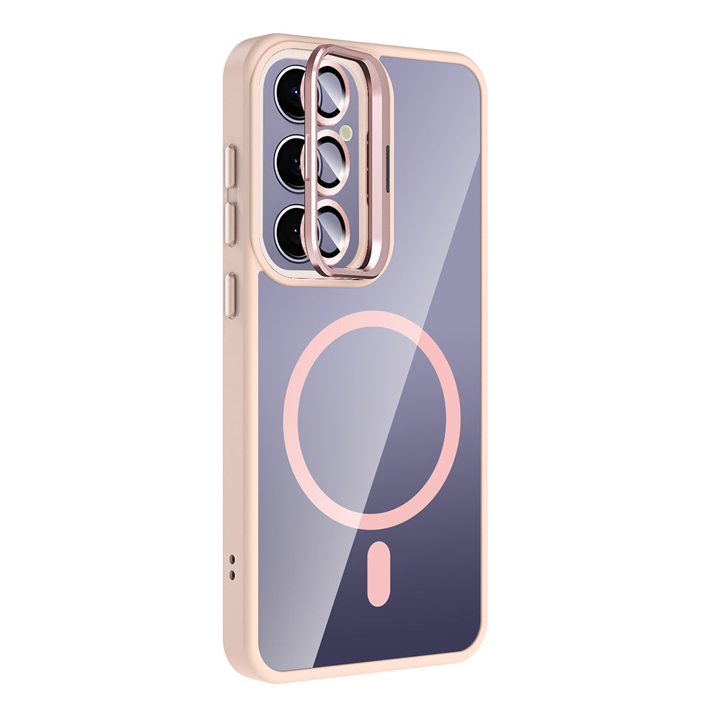 Galaxy S24 Plus Kılıf Standlı ve Kamera Lens Hediyeli M-Safe Şarj Özellikli Zore Etro Kapak Lacivert