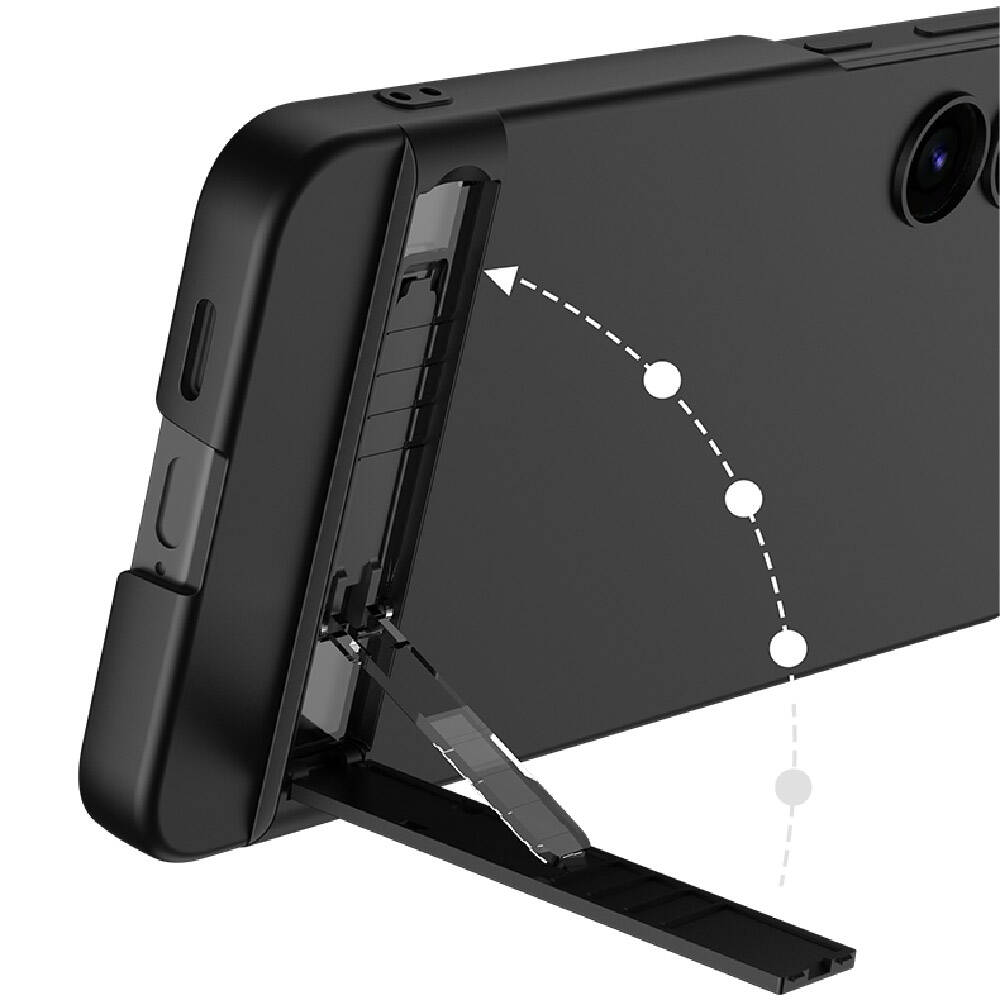 Galaxy S24 Plus Kılıf Zore Kamera Korumalı Dikey Standlı Ays Kapak Gümüş