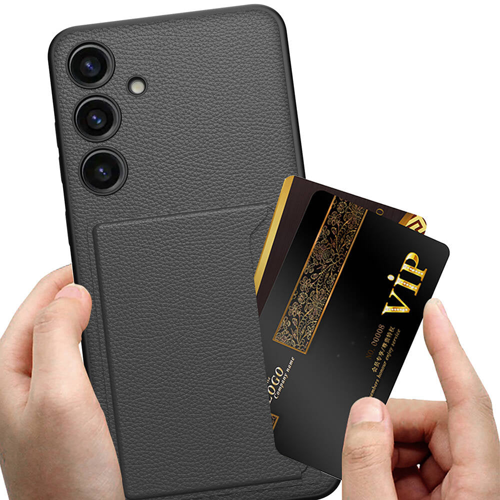 Galaxy S24 Plus Suni Deri Arka Yüzey Zore Kartlıklı Kıpta Silikon Kapak Yeşil