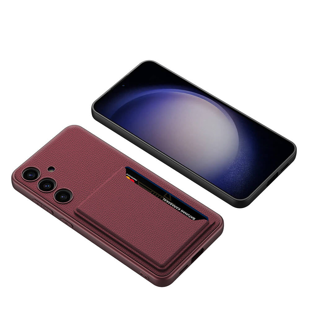 Galaxy S24 Plus Suni Deri Arka Yüzey Zore Kartlıklı Kıpta Silikon Kapak Yeşil