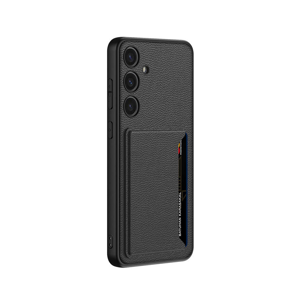 Galaxy S24 Suni Deri Arka Yüzey Zore Kartlıklı Kıpta Silikon Kapak Mürdüm