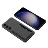 Galaxy S24 Suni Deri Arka Yüzey Zore Kartlıklı Kıpta Silikon Kapak Gümüş