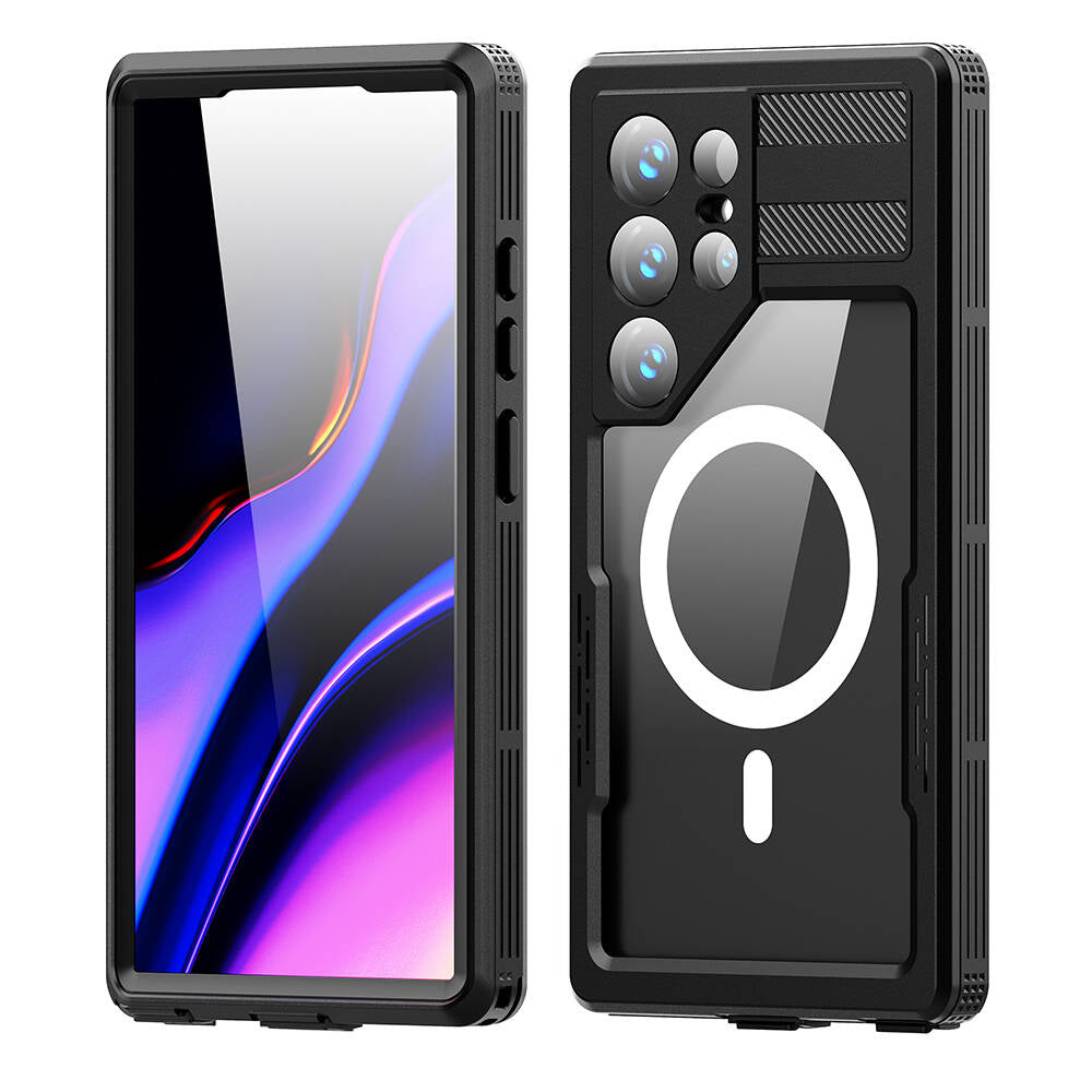 Galaxy S24 Ultra Kılıf M-safe Şarj Özellikli 1-1 Su Geçirmez Kılıf Siyah