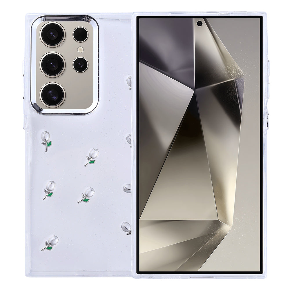 Galaxy S24 Ultra Kılıf Airbag Tasarımlı Simli Şeffaf Zore Kutup Kapak Fiyonk
