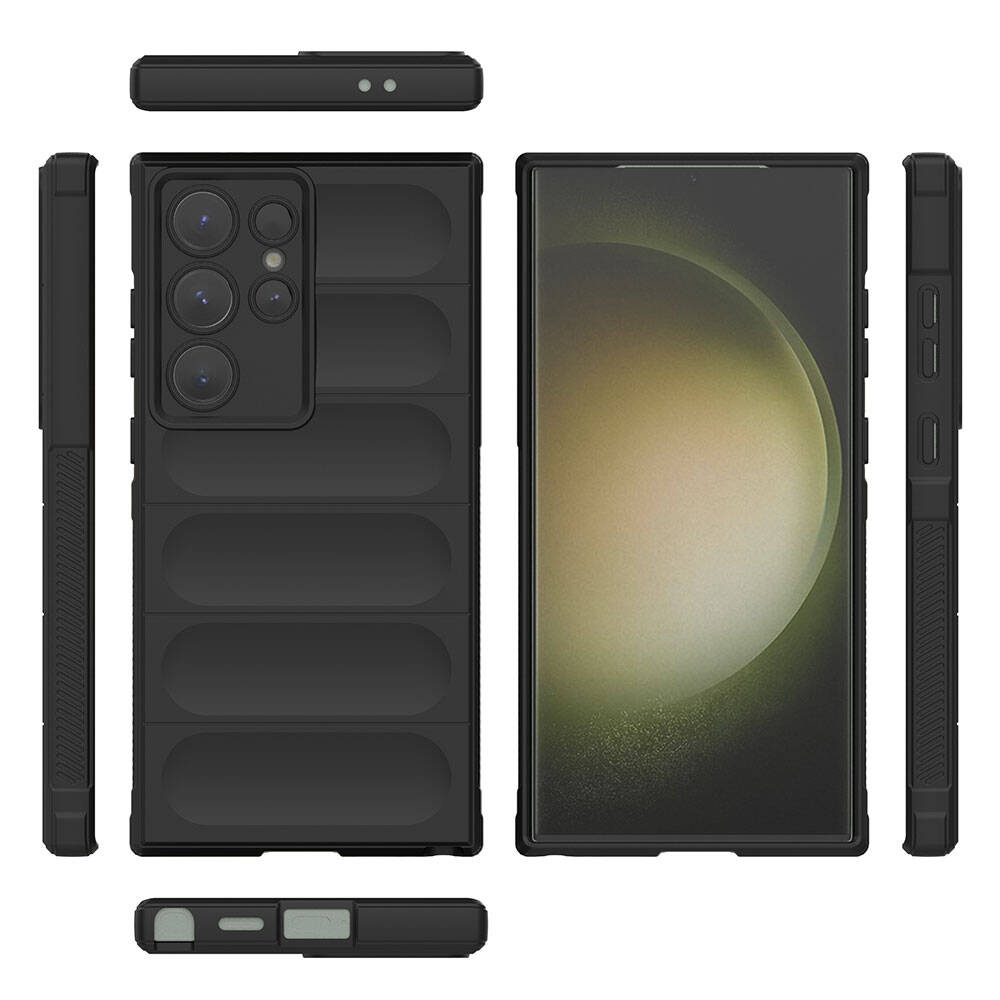 Galaxy S24 Ultra Kılıf Esnek TPU Oyuklu Arka Yüzey Tasarımlı Zore Etnik Silikon Kapak Lacivert
