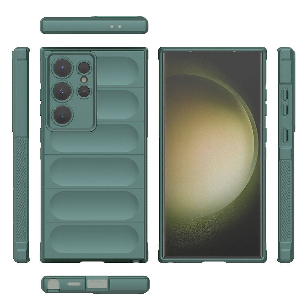 Galaxy S24 Ultra Kılıf Esnek TPU Oyuklu Arka Yüzey Tasarımlı Zore Etnik Silikon Kapak Lacivert