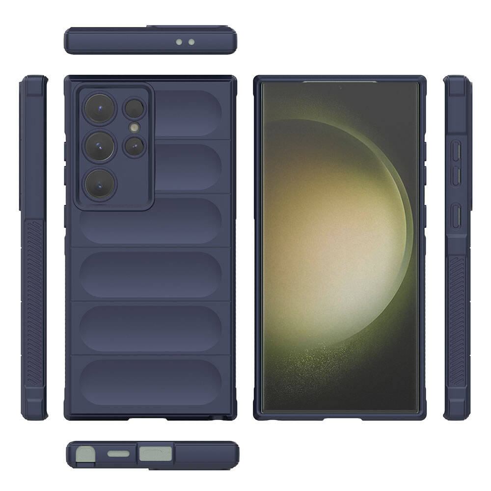 Galaxy S24 Ultra Kılıf Esnek TPU Oyuklu Arka Yüzey Tasarımlı Zore Etnik Silikon Kapak Koyu Yeşil