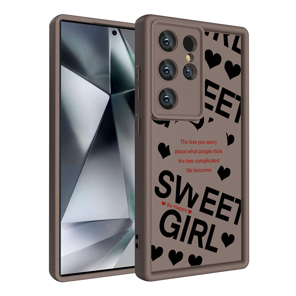 Galaxy S24 Ultra Kılıf Kamera Korumalı Baskılı Arka Yüzey Zore Klas Kapak Koyu Kahve