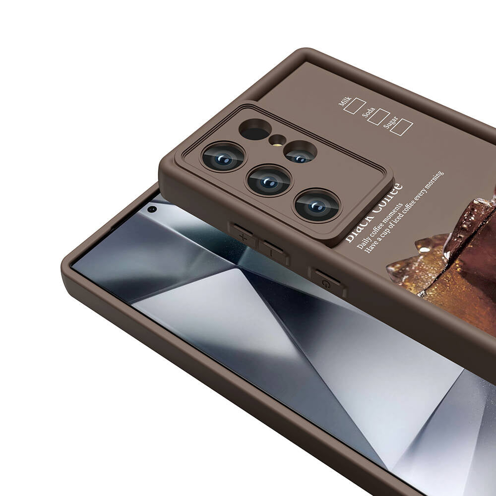 Galaxy S24 Ultra Kılıf Kamera Korumalı Baskılı Arka Yüzey Zore Klas Kapak Koyu Kahve