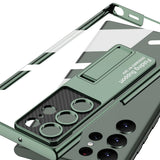 Galaxy S24 Ultra Kılıf Kamera Korumalı Şeffaf Tasarımlı Zore Lego Standlı Kapak Siyah