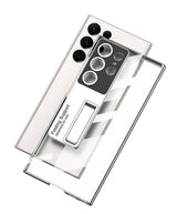 Galaxy S24 Ultra Kılıf Kamera Korumalı Şeffaf Tasarımlı Zore Lego Standlı Kapak Mürdüm