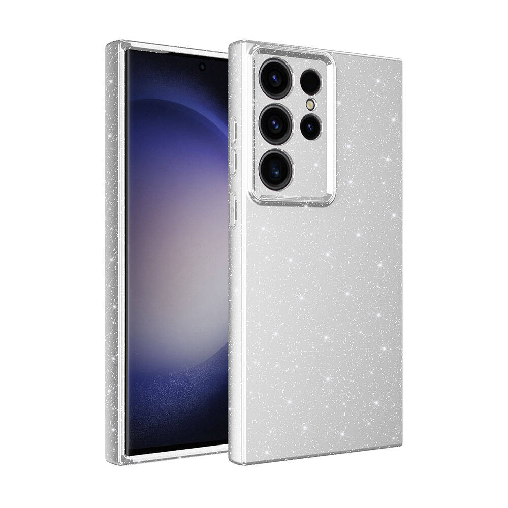 Galaxy S24 Ultra Kılıf Kamera Korumalı Simli Lüks Zore Koton Kapak Lila