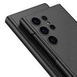 Galaxy S24 Ultra Kılıf Kamera Korumalı Suni Deri Tasarım Zore Droga Standlı Kartlıklı Kapaklı Kılıf Siyah