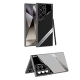 Galaxy S24 Ultra Kılıf Kamera Korumalı Suni Deri Tasarım Zore Yeni Seri Procase Kapak Titanyum-Gri