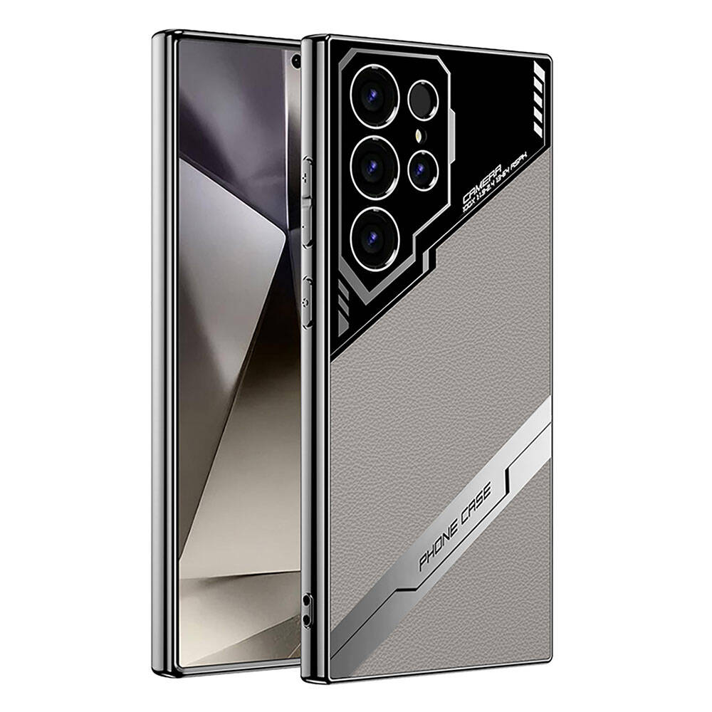 Galaxy S24 Ultra Kılıf Kamera Korumalı Suni Deri Tasarım Zore Yeni Seri Procase Kapak Titanyum-Gri