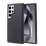Galaxy S24 Ultra Kılıf M-safe Şarj Özellikli Karbon Fiber Görünümlü Zore Troy Kapak Gümüş