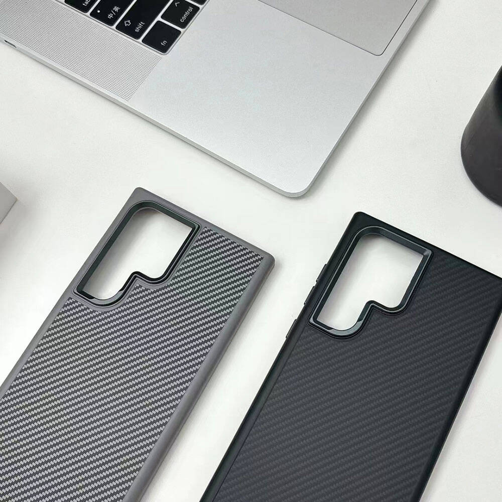 Galaxy S24 Ultra Kılıf M-safe Şarj Özellikli Karbon Fiber Görünümlü Zore Troy Kapak Siyah