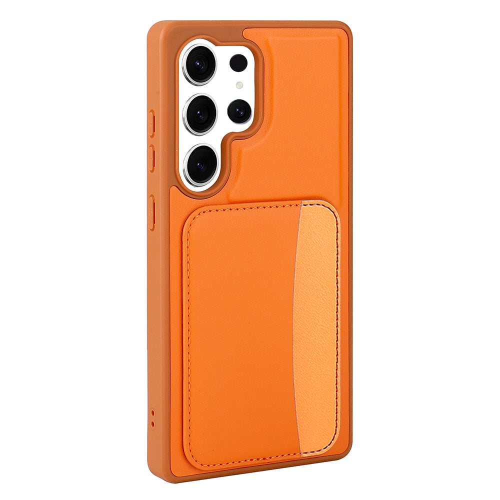 Galaxy S24 Ultra Kılıf Kartlıklı Zore X-Kart Silikon Kapak Kahverengi