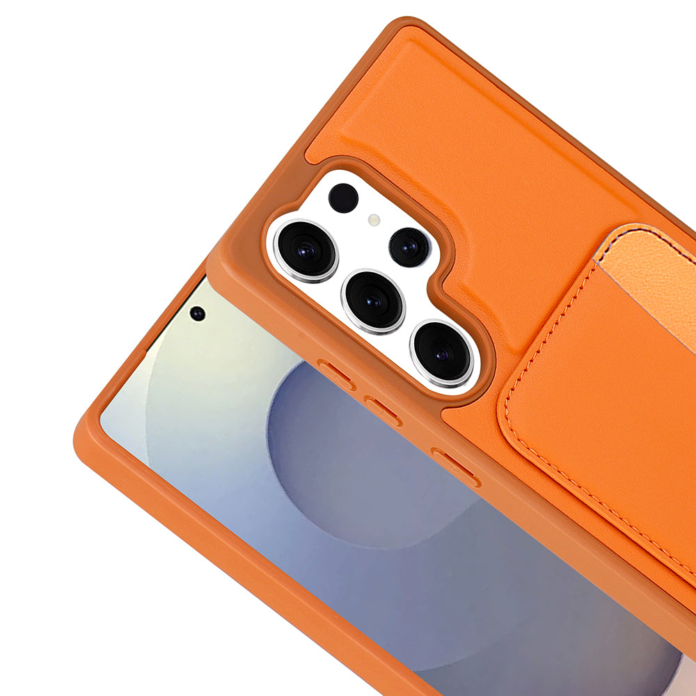 Galaxy S24 Ultra Kılıf Kartlıklı Zore X-Kart Silikon Kapak Turuncu
