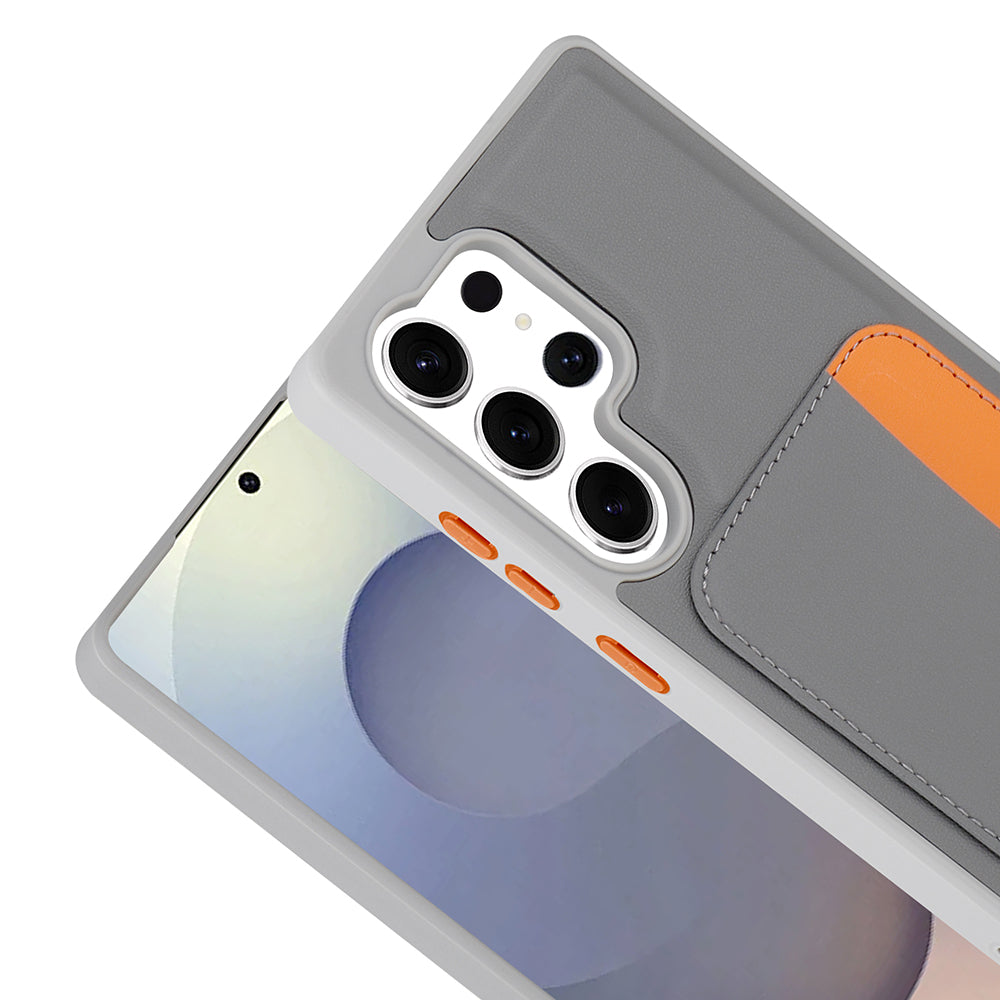 Galaxy S24 Ultra Kılıf Kartlıklı Zore X-Kart Silikon Kapak Kahverengi