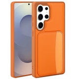 Galaxy S24 Ultra Kılıf Kartlıklı Zore X-Kart Silikon Kapak Turuncu