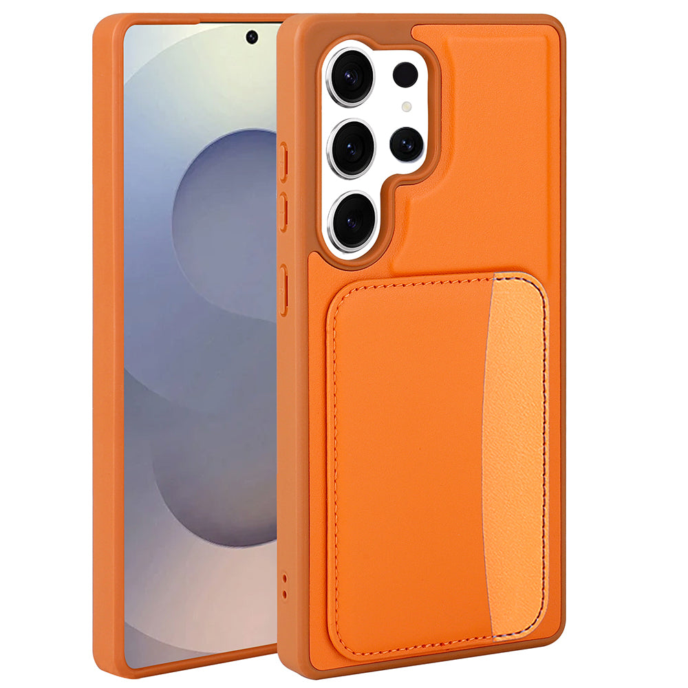 Galaxy S24 Ultra Kılıf Kartlıklı Zore X-Kart Silikon Kapak Turuncu