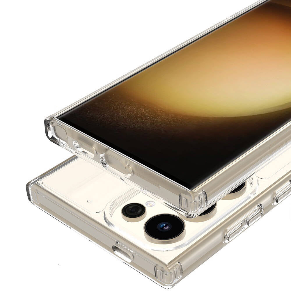 Galaxy S24 Ultra Kılıf M-safe Şarj Özellikli Şeffaf Sert PC Zore Embos Kapak Renksiz