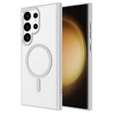 Galaxy S24 Ultra Kılıf M-safe Şarj Özellikli Zore Krom M-safe Silikon Kapak Gri